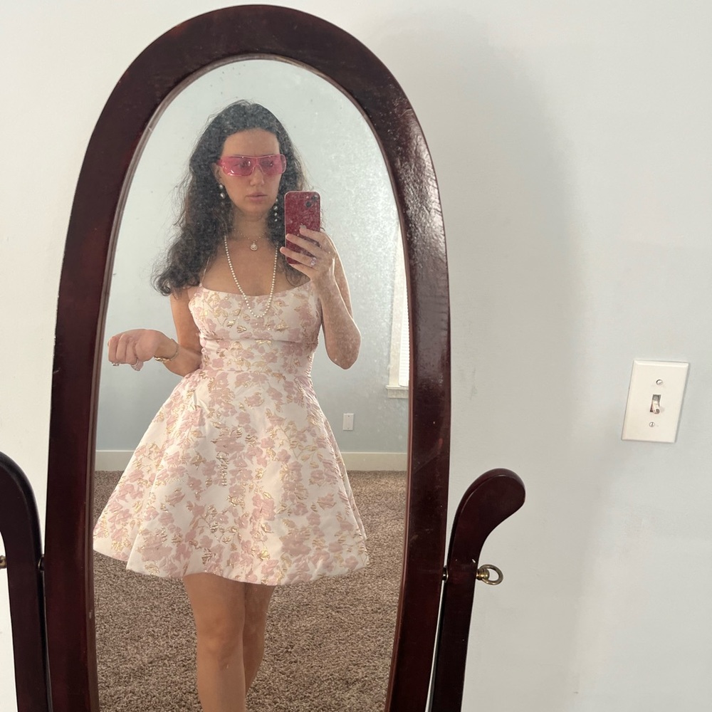 Rose Embossed Pink Dress